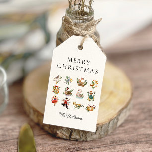 Étiquettes-cadeau 12 Jours de Noël Tags cadeaux personnalisés