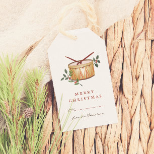Étiquettes-cadeau 12 Jours De Noël Tambour traditionnel