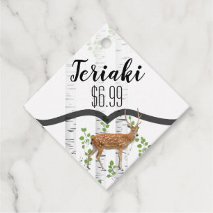 Étiquettes Cadeau 12 Nom Prix Tags Deer Doe Buck Woodland Hunting