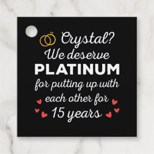 Étiquettes Cadeau 15ème anniversaire du Mariage I - Crystal Funny Co