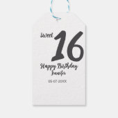 Étiquettes-cadeau 16e anniversaire ajouter nom date année noir modèl (Dos)