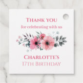 Étiquettes Cadeau 17e Fille Anniversaire Photo Collage Rose Fleur Bl (Dos)