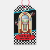 Étiquettes-cadeau 1950 Retro Diner fête d'anniversaire Red Turquoise (Dos)