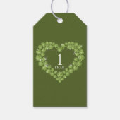 Étiquettes-cadeau 1 an mariage anniversaire effet cardiaque vert (Devant)
