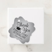 Étiquettes Cadeau 1 Photo Graduation Merci argent et noir fantaisie (En situation)