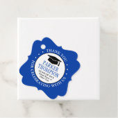 Étiquettes Cadeau 1 Photo Graduation Merci Royal Blue Fancy (En situation)