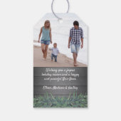 Étiquettes-cadeau 1 Photo Joyeux Noël vert Bois gris rustique (Dos)