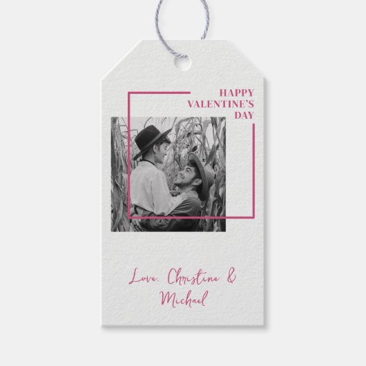 Étiquettes-cadeau 1 Photo Valentines Jour Moderne Rouge Et Rose (Devant)