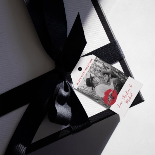 Étiquettes-cadeau 1 Photo Valentines Jour Moderne Rouge Et Rose