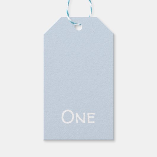 Étiquettes-cadeau 1er Anniversaire Pastel Blue Gift Tag (Devant)