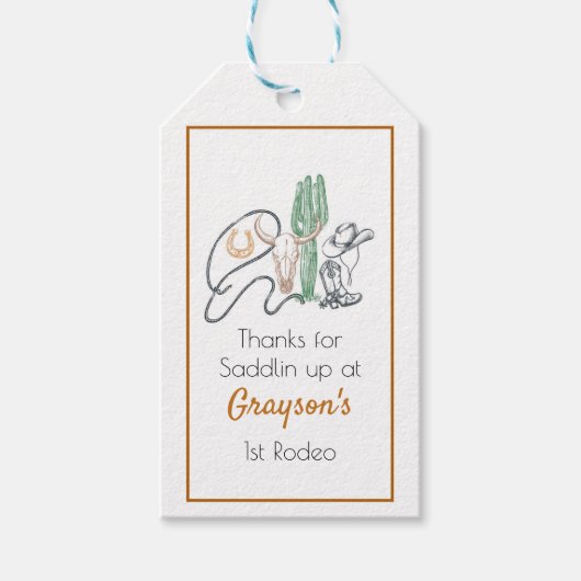 Étiquettes-cadeau 1er Rodéo, Premier Anniversaire de Rodéo, Annivers (Devant)