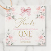 Étiquettes Cadeau 1ère fille anniversaire avec arc (Devant)