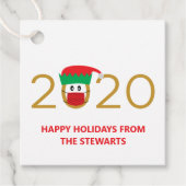 Étiquettes Cadeau 2020 Elfe portant un Masque Visage Fête / Noël (Devant)