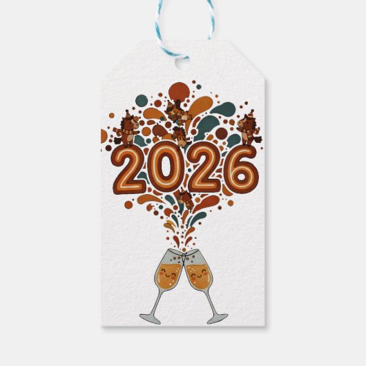 Étiquettes-cadeau 2026 Pony Party Splash – Whimsical New Year Celebr (Dos)