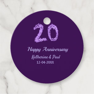Étiquettes Cadeau 20e heureux anniversaire ajouter nom du couple dat