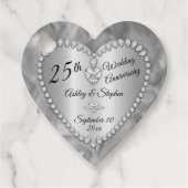 Étiquettes Cadeau 25e anniversaire du Mariage Diamants d'argent (Devant)