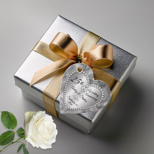 Étiquettes Cadeau 25e anniversaire du Mariage Diamants d'argent