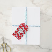 Étiquettes-cadeau 2 Coeurs rouges Répéter Motif mignon anniversaire (Avec de laficelle)