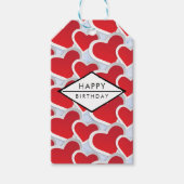 Étiquettes-cadeau 2 Coeurs rouges Répéter Motif mignon anniversaire (Devant)