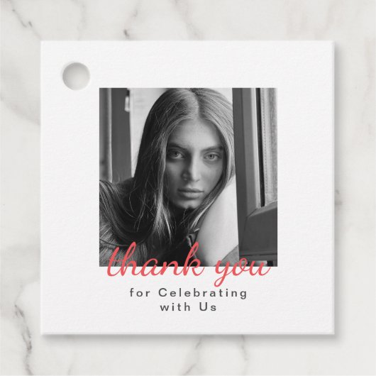 Étiquettes Cadeau 2 Photo Simple Moderne Merci de graduation (Devant)