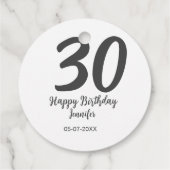 Étiquettes Cadeau 30e anniversaire ajouter nom date année noir modèl (Dos)