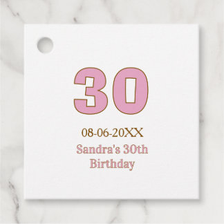 Étiquettes Cadeau 30e anniversaire gras rose nom date simple mi