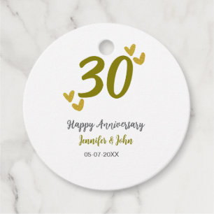 Étiquettes Cadeau 30e anniversaire heureux couple de mariages gris d