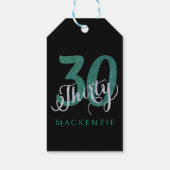 Étiquettes-cadeau 30e Vert | Fête Merci d'anniversaire personnalisée (Dos)