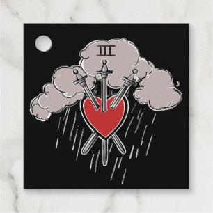 Étiquettes Cadeau 3 de Épées Illustration de Tarot du Cœur Amour Tro