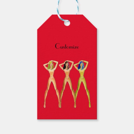 Étiquettes-cadeau 3 femmes à long pattes debout Thunder_Cove (Devant)
