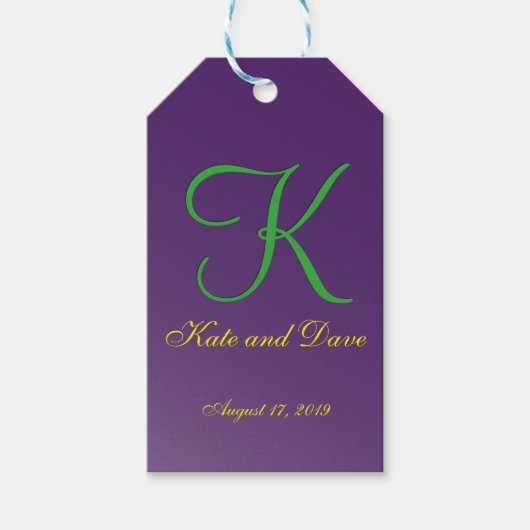 Étiquettes-cadeau 3d Monogramme Purple Fab Fun (Devant)