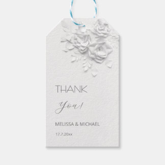 Étiquettes-cadeau 3D Paper Cut Roses Wedding Thank You