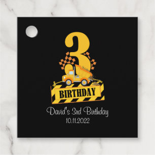 Étiquettes Cadeau 3e anniversaire Boy Construction Camion 3 ans
