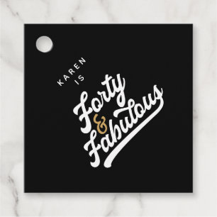 Étiquettes Cadeau 40 et fabuleux noir et blanc