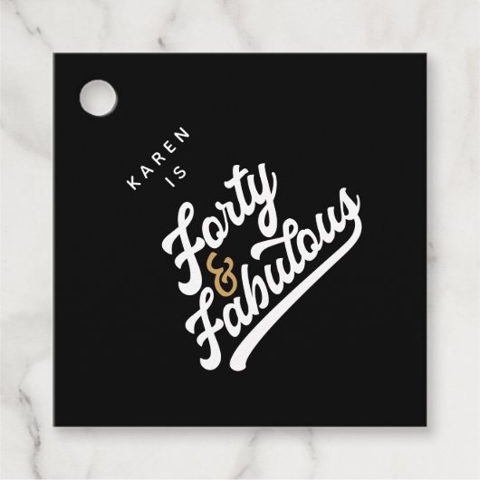 Étiquettes Cadeau 40 et fabuleux noir et blanc (Devant)