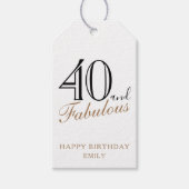 Étiquettes-cadeau 40 et fabuleux script élégant 40e anniversaire (Devant)