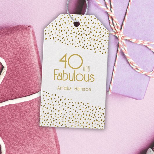 Étiquettes-cadeau 40 et Fabulous Gold Parties scintillant 40e annive