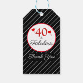 Étiquettes-cadeau 40 & Fabuleux Anniversaire Photo Merci noir (Devant)