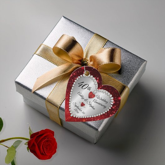 Étiquettes Cadeau 40e anniversaire du Mariage Ruby Diamonds