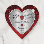Étiquettes Cadeau 40e anniversaire du Mariage Ruby Diamonds (Dos)
