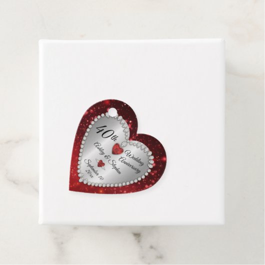 Étiquettes Cadeau 40e anniversaire du Mariage Ruby Diamonds (En situation)
