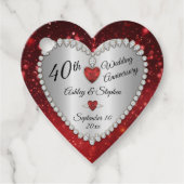 Étiquettes Cadeau 40e anniversaire du Mariage Ruby Diamonds (Devant)