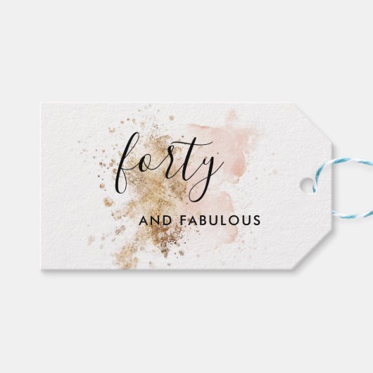 Étiquettes-cadeau 40e anniversaire rose et or (Devant (Horizontal))