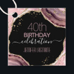 Étiquettes Cadeau 40th Birthday Party Stone and Gold Favor Tags<br><div class="desc">Parties scintillant en or faux et bordure en agate rose et violet. Tout le texte est ajustable et facile à changer pour vos besoins de partie. Grande élégante conception modèle de 40e anniversaire.</div>