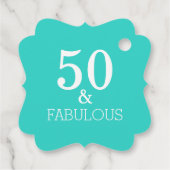 Étiquettes Cadeau 50 Et Fabuleuse fête d'anniversaire Turquoise mign (Dos)
