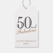 Étiquettes-cadeau 50 et fabuleux élégant script 50e anniversaire (Devant)