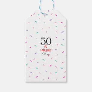 Étiquettes-cadeau 50 et fabuleux fête d'anniversaire Confetti coloré