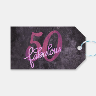Étiquettes-cadeau 50 et fabuleux   Plum Purple et Grunge rose