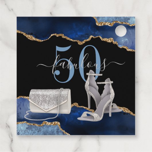 Étiquettes Cadeau 50 Fabuleux Marine Black Agate Gold Parties scinti (Dos)