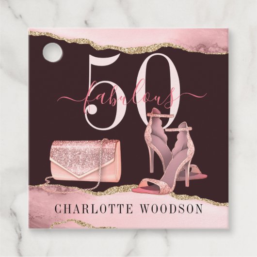 Étiquettes Cadeau 50 Fabuleux Rose Gold Parties scintillant Agate Ch (Devant)